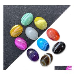 Stone Wholesale 20X30Mm Oval Striped Agate Carving Cabochon Crystal Polishing Gem Healing Jewellery Diy Acc Drop Delivery Dhjgv