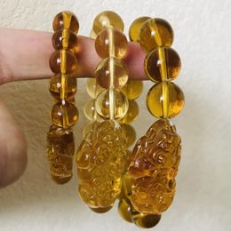 Charm Bracelets 2023 Arrival Yellow Crystal Pi Xiu For Men Women Vintage Lucky Amulet Yao Beads Bracelet Fashion Hand Jewelry