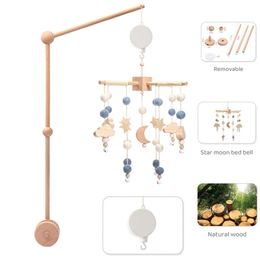 Rattles Mobiles 3pcs Baby Crib Mobile Rattle Toys With Music Box Wooden Bed Bell Bracket Educational Toy Nordic Hanging Decor Accessories Gifts 230216