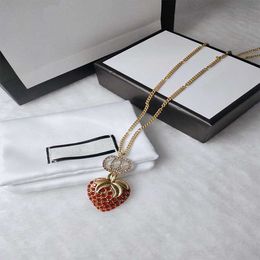 GUU Pendant Necklaces ins Designer luxury Earrings Flash Diamond Strawberry Double G Interlocking Letter Necklace Female Earrings Retro Fashion woman