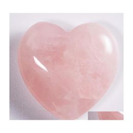 Stone Natural 25Mm Heart Turquoise Rose Quartz Love Naked Stones Hearts Ornaments Hand Handle Pieces Diy Necklace Accessories Drop D Dhic2