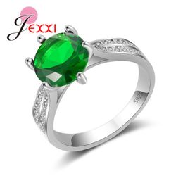 Band Rings Genuine 925 Sterling Sliver Latest Green Shinning Round Cubic Zirconia Party Fashion Finger For Ladies