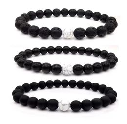 Charm Bracelets Natural Lava Stone Matted Bead Tiger Eye Bracelet Diy Volcano Essential Oil Diffuser For Women Men Jewelry Drop Deliv Dh0Vo