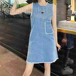 Skirts&Skorts Designer Women Sleeveless Denim Dress Summer Breathable es Letter Embroidery Casual Style for Woman IAUK