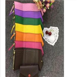 donna uomo di alta qualità con scatola originale portafoglio corto multicolore Porta carte tasca classica con cerniera Victorine2221