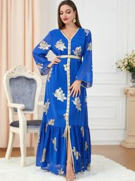 Plus Size Dresses Overlength Dress Muslim Women's Clothing Gown Abaya Kaftan Islamic Turkey Robe Belt Femme V-Neck Party Long