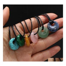 Pendant Necklaces Natural Malachites Rose Quartz Gogo Donut Charms Necklace Simple Stylish For Women Men Jewellery Gift Drop Delivery P Dhfew