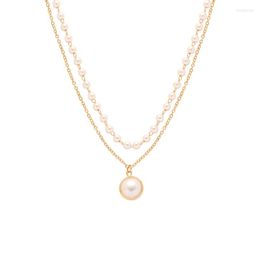 Pendant Necklaces Vintage Double Layer Pearl Necklace For Women Simple Fashion Niche Design Clavicle Chain Sweet Girl Collarbone Jewellery