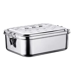 Lunch Boxes 304 Top Grade Stainless Steel Silicone Seal Ring Leakproof Bento 1000/1400/1900ml Snacks Containers 230216