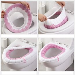 Toilet Seat Covers Multicolor Mat Cover Winter Warmer Pad Cushion Thicker Washable Closestool Soft Bathroom Supplies 2 Styles