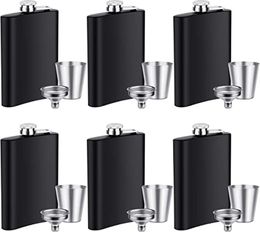 8oz Stainless Steel Hip Flask Matte Black Flask Set Leak Proof Drinking Liquor Flask with 30ml Shot Cups and Funnel for Men Women Drinking Alcohol Whiskey DIY