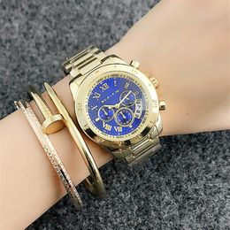 Brand Quartz wrist Watches for women Girl 3 Dials style Metal steel band Calendar Watches M59262E