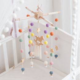 Rattles Mobiles Baby Mobile Hanging Rattles Toys Wind-up Music Box Hanger DIY Hanging Baby Crib Mobile Bed Bell Wood Toy Holder Arm Bracket 230216
