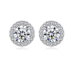 New Full Diamond Moissanite Women Wedding Stud Earrings Jewellery Europe Fashion Women Micro Set Zircon S925 Silver Earring Engagement Party Valentine's Day Gift SPC