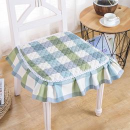 Pillow 43x45cm Home Non-slip Dining Chair Four Seasons Modern Style Seat Mat Plaid Lace El Restaurant Decor Pad