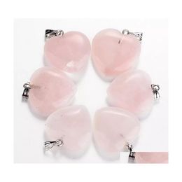 Charms Natural Stone Rose Quartz Pink Crystal Turquoise Love Heart Pendants Healing Diy Earrings Necklace For Jewellery Drop Delivery Dhzsn