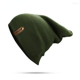 Berets Brand Winter Hat For Men Skullies Beanies Women Fashion Warm Cap Unisex Elasticity Knit Beanie Green Casual Hats 2023