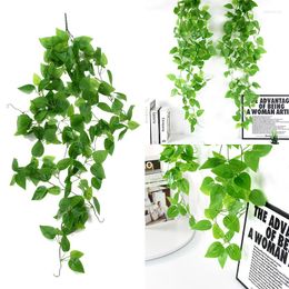 Decorative Flowers 3.6ft Artificial Vine Plants Hanging Green Leaves Simulation Rattan Branches Plant Home Garden Wall Party Decor