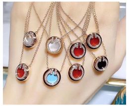 Chains Fashion Roman Letter T Pendant Black White Shell Necklaces Wedding Jewelry Copper CZ Zircon Chokers Necklace For Women GiftChains