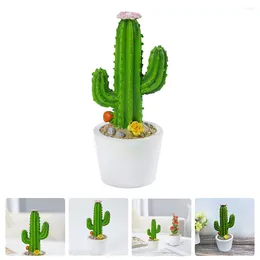 Decorative Flowers Cactusbonsai Artificial Fakepottedfaux Statue Palm Fairy Succulent Green Ornament Pot Decor Flower Mini Table Resin Tree