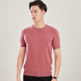 Men's Sweaters Men's Sweater Summer Short-Sleeved Round Neck Pullover Thin Section Wool Bottoming Knitted Half-Sleeve Solid Color High