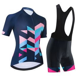 Pro Women Summer Cycling Jersey Set Short Sleeve Mountain Bike Cycling Clothing Breathable MTB Bicycle Clothes Wear Suit V16