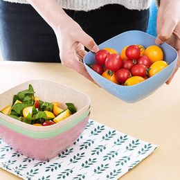 Bowls NICEYARD 14.5 14.5cm Salad Bowl Living Room Candy Snack Plates Gadgets Square Wheat Straw Fruit Plate Cooking Tools