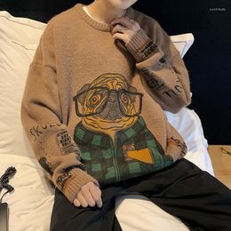 Men's Sweaters Men Sweater Cartoon Print Funny Anime Jumper Knitwear Hipster Streetwear Loose Fashion Pullover Male 2023