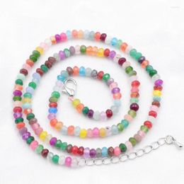 Choker Statement Necklace For Women Multi Natural Stone Jades Beads Collare Chain Necklaces 2x4mm Abacus Torque Jewelry 18" A814