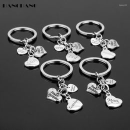 Keychains HANCHANG Est Jewelry Key Chains Family Members Happy Birthday Gifts Heart Charms Keyrings Car Door Keychain Llaveros