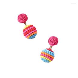 Stud Earrings Fashion Colourful Ball Full Beaded Acrylic Dangle For Women 2023 Trend Boho Luxury Design Pendientes Party Jewellery