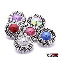 Clasps Hooks Vintage Round Shape Snap Button Jewellery Findings Rhinestone 18Mm Metal Snaps Buttons Diy Necklace Bracelet Jewelery D Dhcem