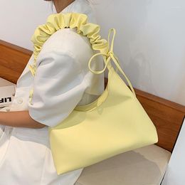 Evening Bags Fashion Pleated Big Shoulder Bag For Woman Drawstring Opening Handbags Female Pu Leather Knitting Bow Bucket Ladie Corssbody