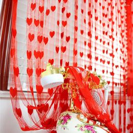 Curtain Romatic Heart Shaped String Curtains Tassel Living Room Divider Decorative Wedding Party Decor Window Panel 1x2m