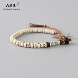 Charm Bracelets AMIU Tibetan buddhist Braided Cotton Thread Lucky Knots bracelet Natural Bodhi Beads Carved Amulet Handmade Bracelet For Men 230215