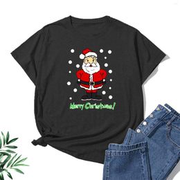 Women's T Shirts Summer Women Tops 2023 Fashion O-neck Short Sleeve Loose Santa Claus Print T-Shirts Tee Casual Pullover Top Clothing