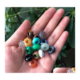 Stone 7X14Mm Natural Crystal Beads Loose 5Mm Big Hole Charms Pendants Shape For Necklace Jewellery Making Diy Gift Women Drop Delivery Dhe8Y