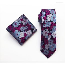 Bow Ties Fashion Plum Blossom Paisley Tie Polyester Silk Square Scarf Men's Pocket Towel Set Business Casual Men 2 Sets