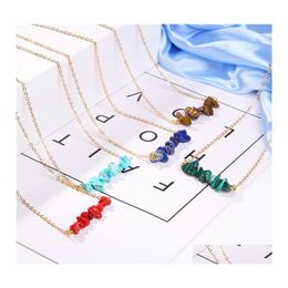 Pendant Necklaces Fashion Natural Chips Stone Necklace Womens Chain Choker Charm Gemstones Drop Delivery Jewelry Pendants Dhlkk