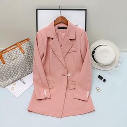 Women's Suits & Blazers Chic Blazer Women 2023 Fall Notched Neck Single Breasted Jacket White Solid Korean Office Lady Blaser Femme C053Wome