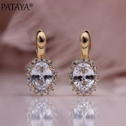 Dangle Earrings & Chandelier Oval Natural Zircon Micro-wax Inlay 585 Rose Gold Color Women Hollow Luxury Fashion JewelryDangle