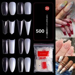 False Nails 500PCS PRO White Clear V Straight Round End Full/Half Acrylic Ballet Coffin French Nail Tips Fake Toenail Tip Manicure