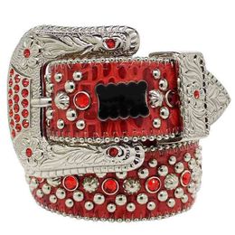 Hiphop bb belts diamond women leather Designer Belt red black large buckle vintage letters ceinture homme perform bling accessories leather mens luxury belt