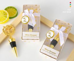 Wedding Favors Gold Wine Stopper in Gift Box Birthday Anniversary Present Bottle Stoppers Bar Party Return Gift SN4312