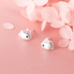 Stud Earrings OBEAR Sweet Cute Small Pink Mouse Rat Women's Siver Plated Girl Wedding Jewellery Gift