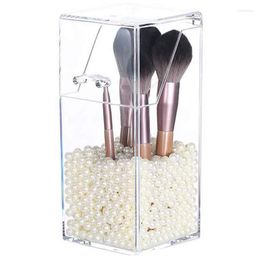 Storage Boxes Makeup Brush Organizer Holder With Dustproof Lid Cosmetic Transparent Acrylic Box