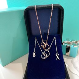circle gold cross pendant for women sliver necklace choker pendants 18k Double ring link designer body Jewellery bangle love couple fashion Valentine Party Wedding