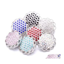 Charms Wholesale Crystal Sier Color Snap Button Women Jewelry Findings Rhinestone 18Mm Metal Snaps Buttons Diy Bracelet Jewellery Dr Dhe5R