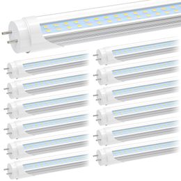 T8 4ft LED Dükkan Işıkları G13 Tüp Ampulleri 24W 5000K T10 T12 4 Ayak LED Tüpler Floresan Armatürler İçin Değiştirme Temiz Çift Uçlu Güç Garaj Deposu Çalışma Tezgahı