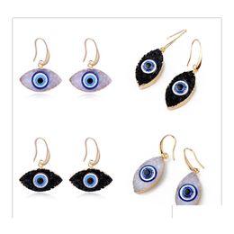 Dangle Chandelier Simple Colours Evil Eye Druzy Drusy Earrings Gold Plated Geometry Faux Natural Stone Resin For Women Jewellery Drop Dhx3T